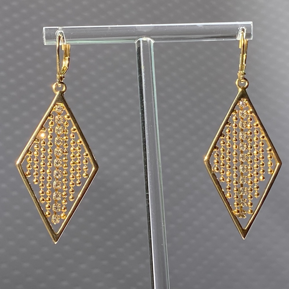 Joan Rivers Vintage Geometry Rhinestone Fringe Leverback Earrings